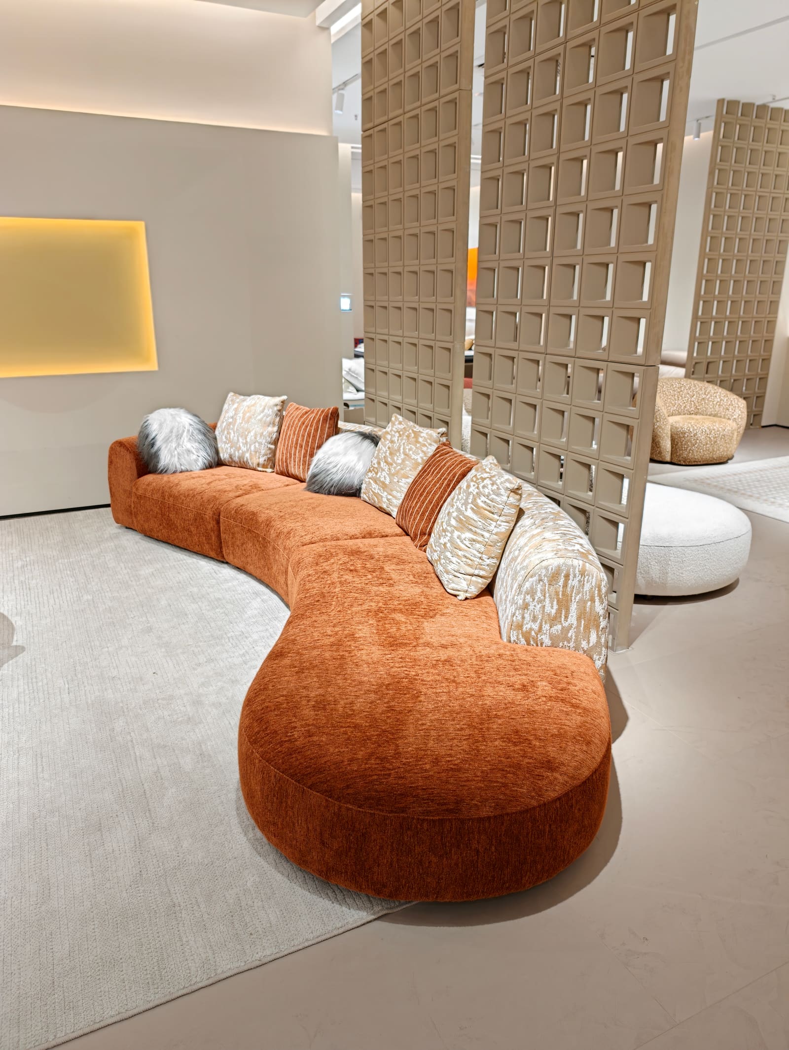 Curved Chenille Modular Sectional Sofa 5015 4