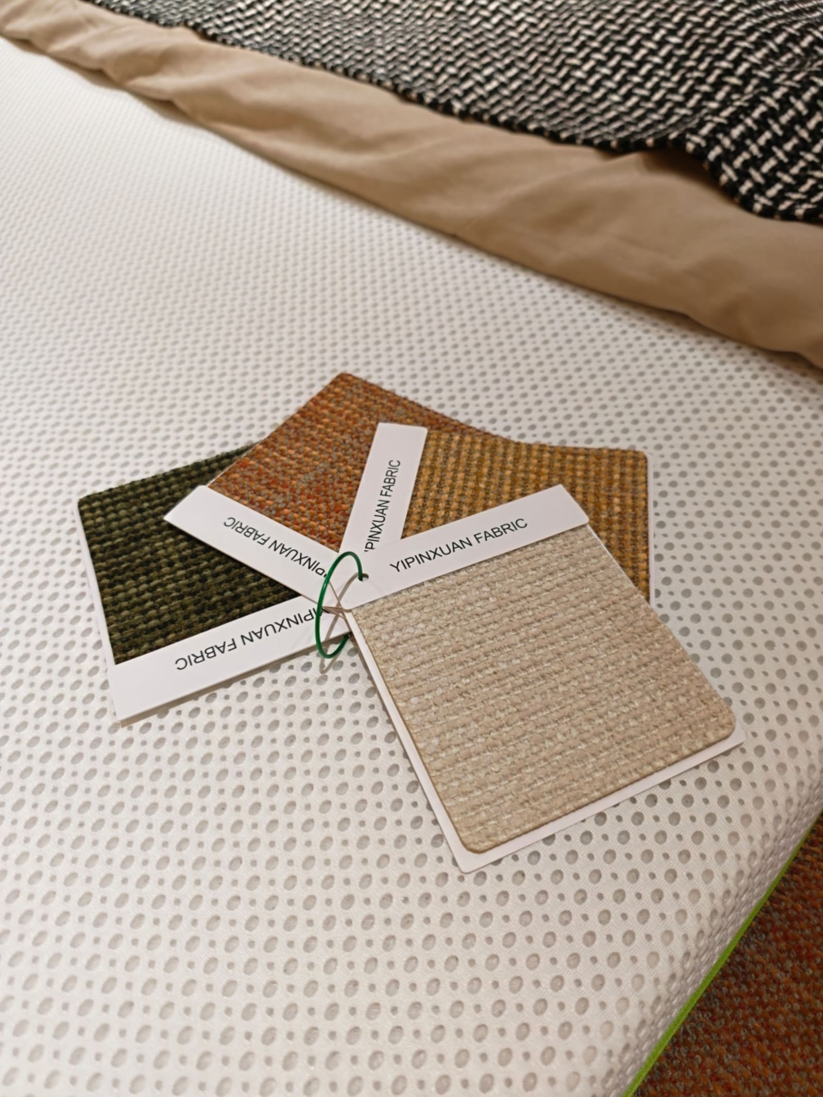Linen Upholstered Platform Bed with Asymmetrical Curved Headboard 9