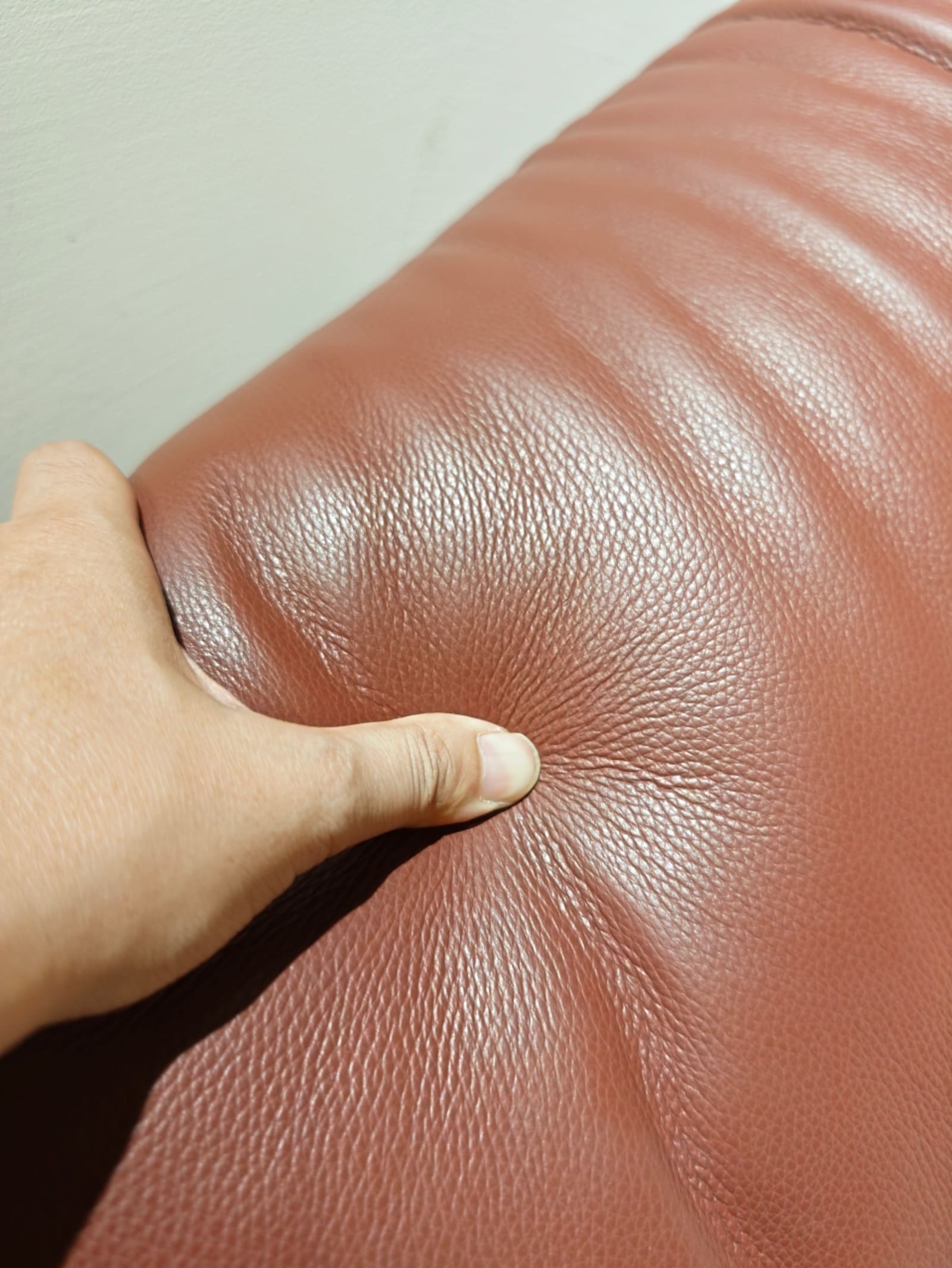 Top-Grain Leather Wingback Bed with Vertical Channel Tufting 4