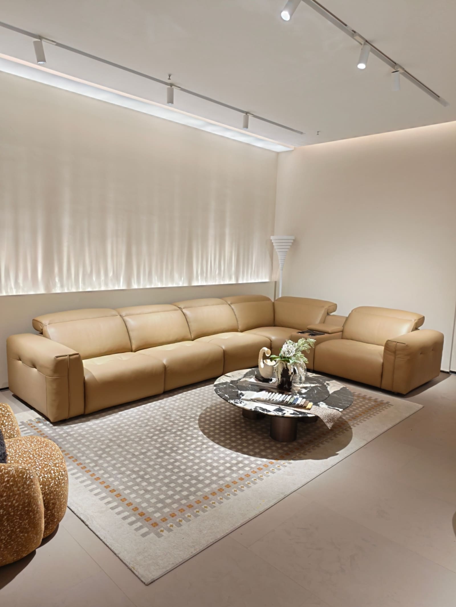 Functional Modular Leather Sectional Sofa D073