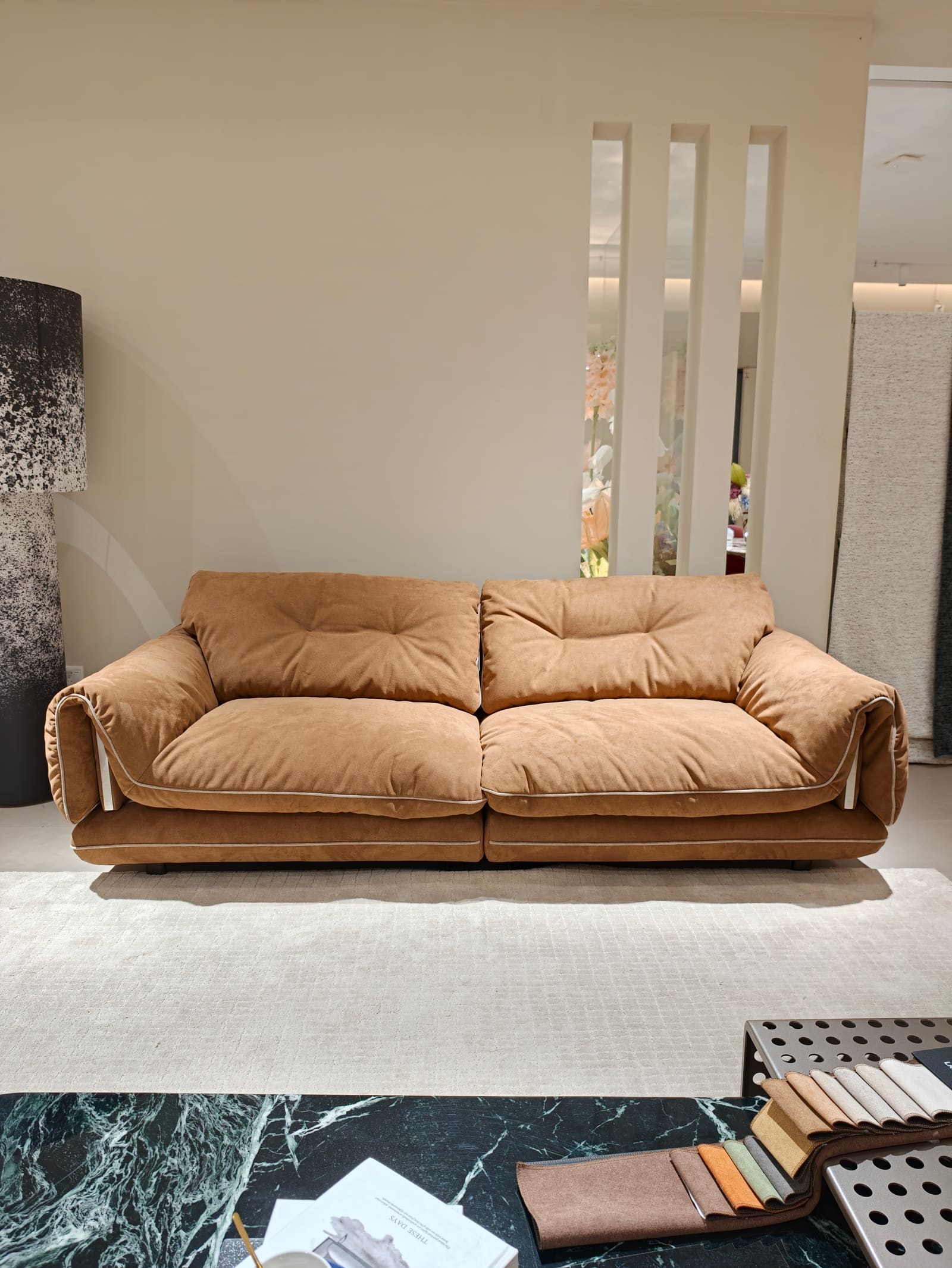 Suede Fabric Modular Two-Seater Sofa D076