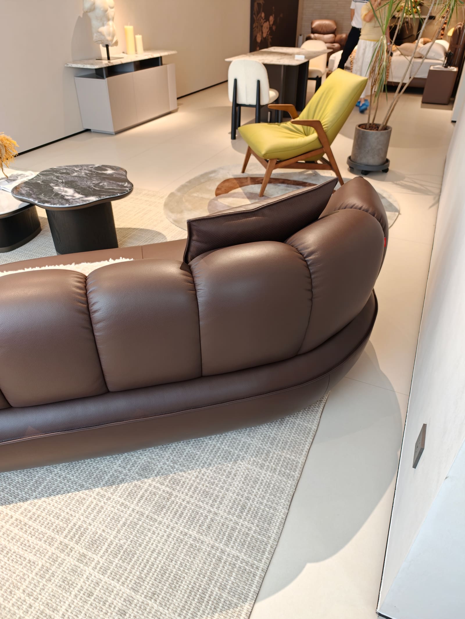 Curved Top-Grain Leather Sectional Sofa with Chaise HD2413B 5