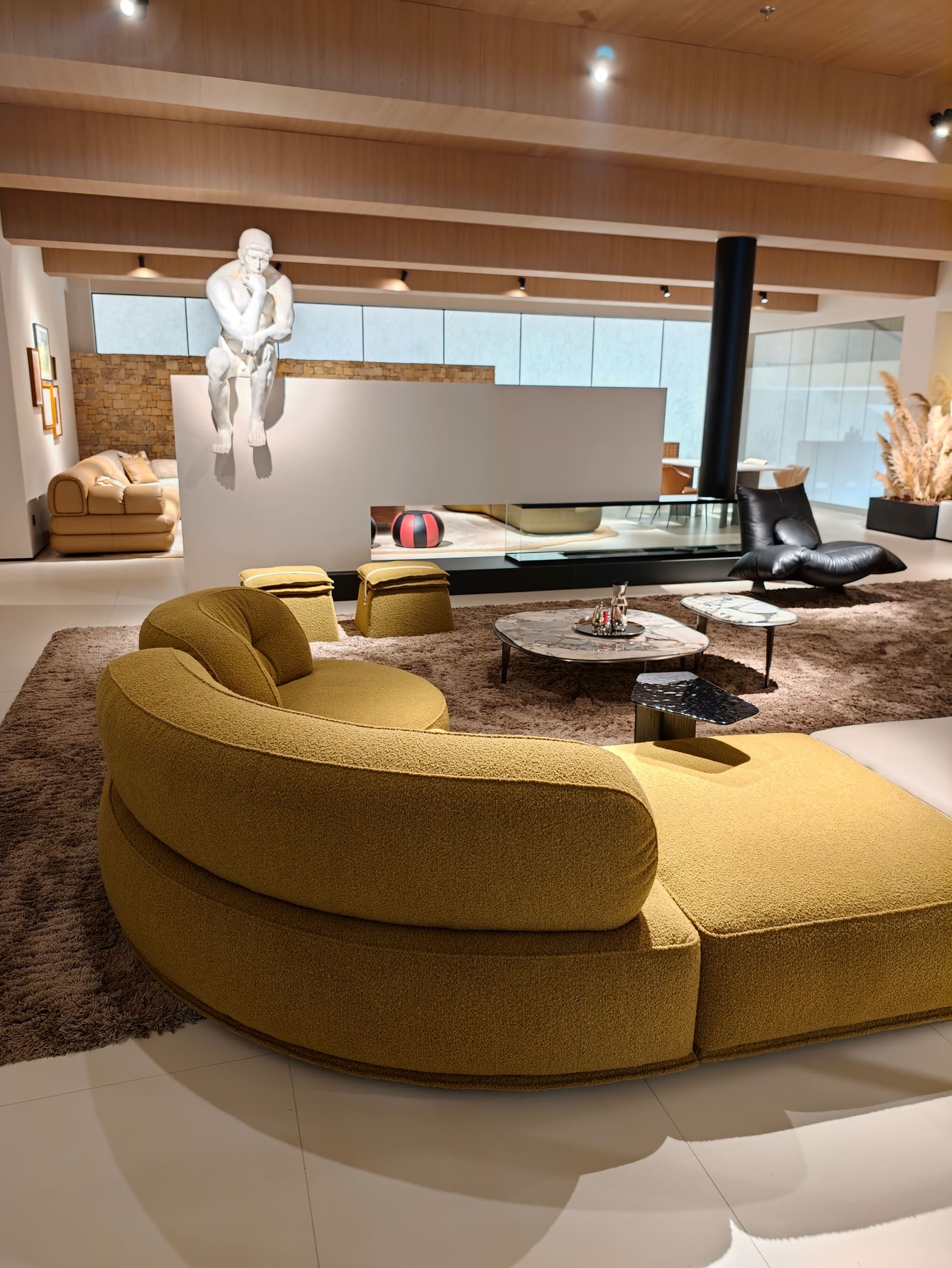 Artistic Modular Leather & Fabric Sofa with Swivel Seat HD2443 6