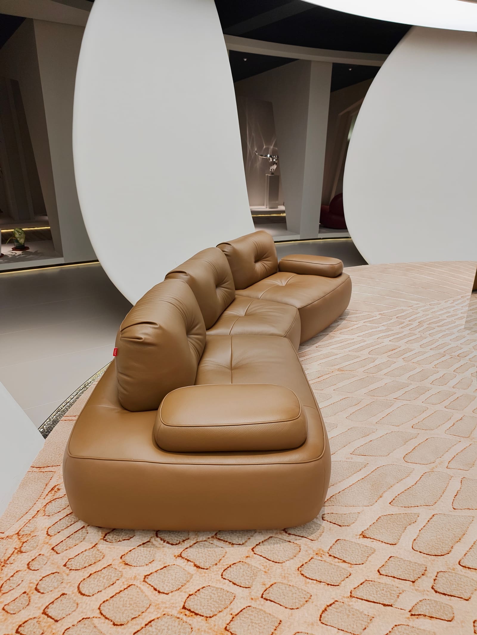 Compact Curved Modular Leather Sofa with Corner Piece HD2446B 2