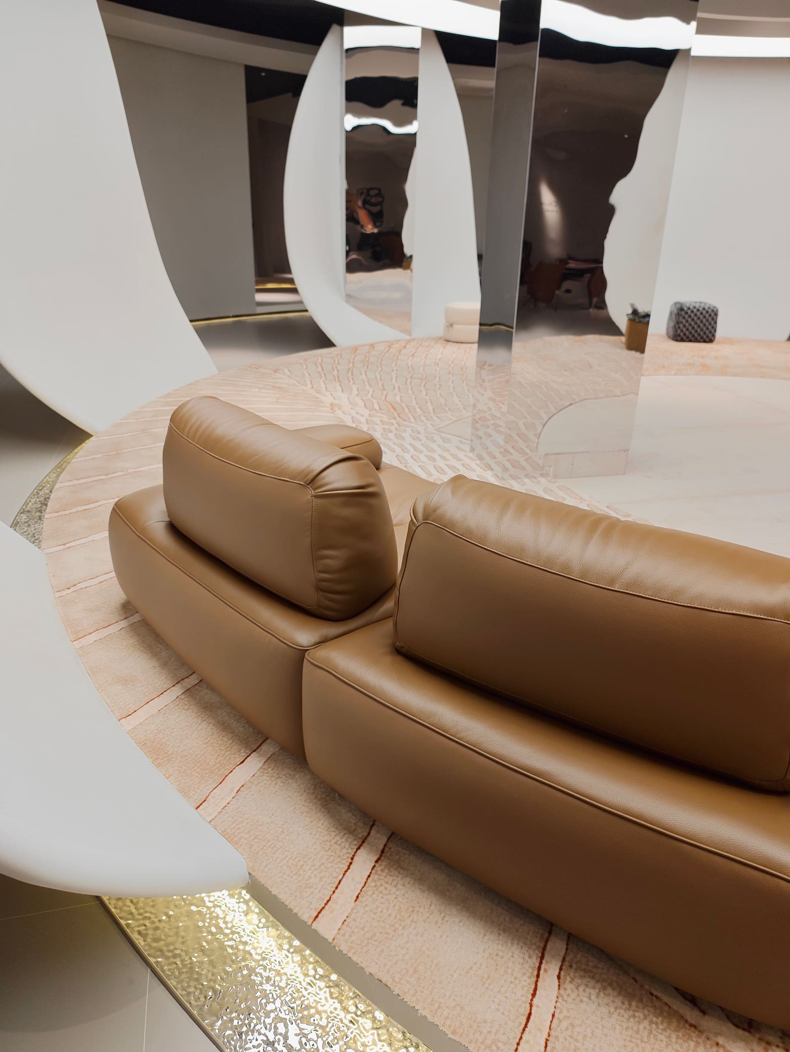Compact Curved Modular Leather Sofa with Corner Piece HD2446B 3