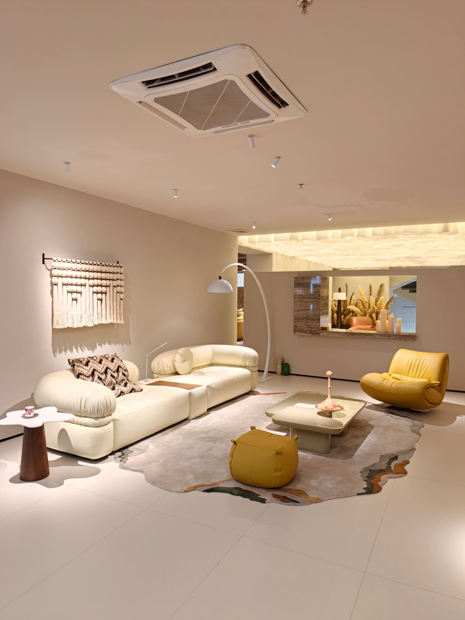 Luxury Top-Grain Leather Two-Piece Sofa with Center Cabinet HD2452 7