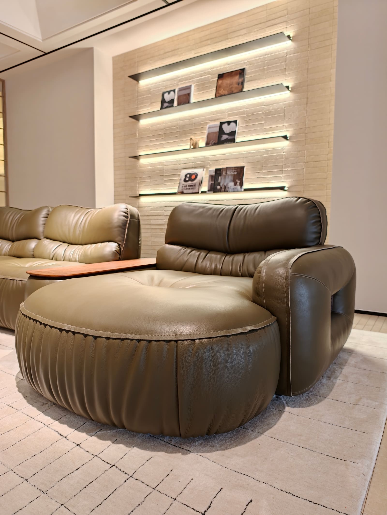 Compact Modular Top-Grain Leather Sofa with Chaise and Cabinet HD2456 11