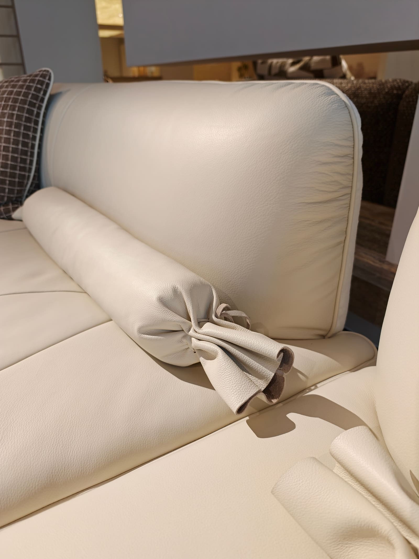Curved Top-Grain Leather Sectional Sofa with Chaise and Footstool HD2459 8