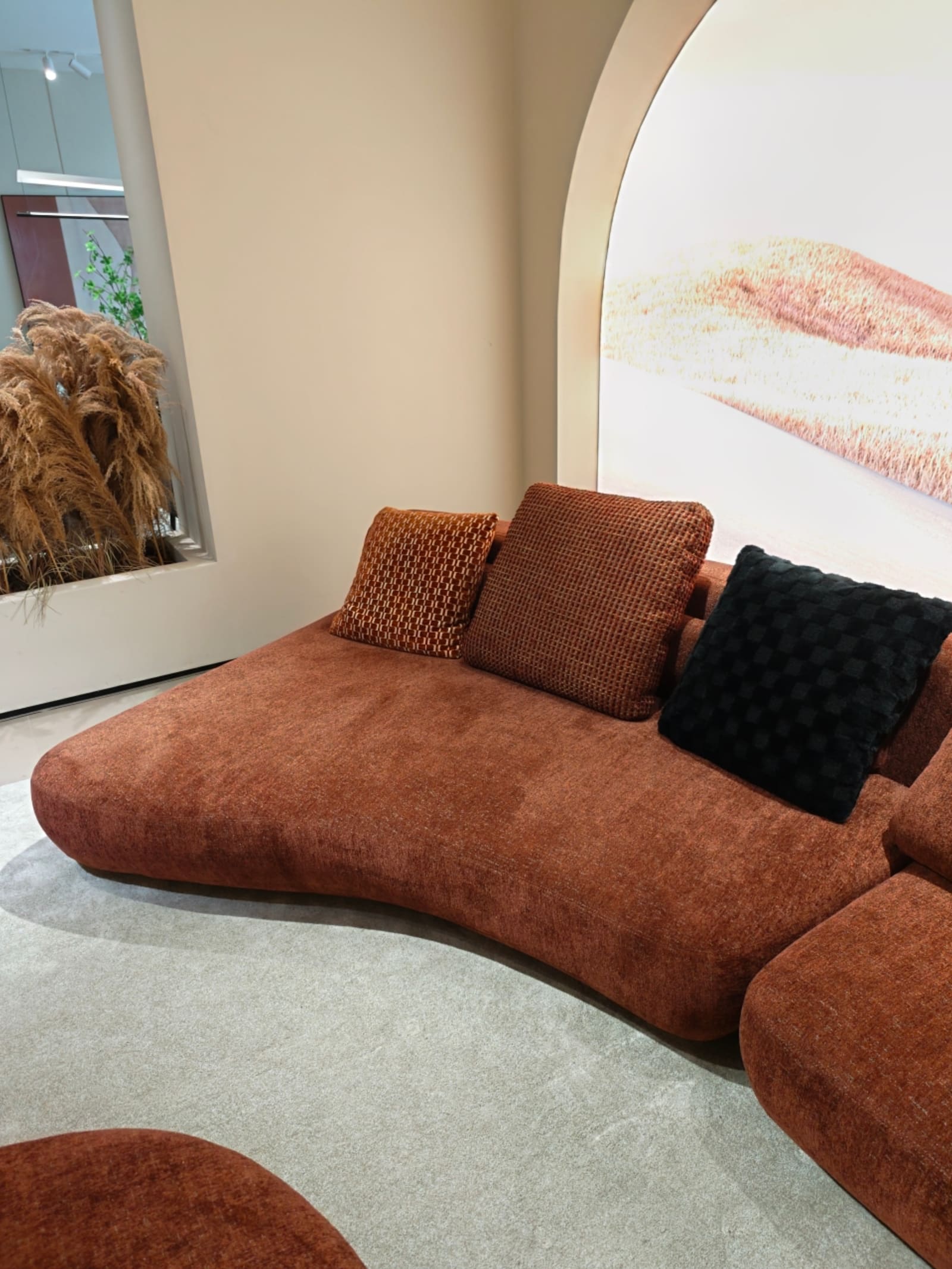Curved Velvet Sectional Sofa with Ottoman T5022 6