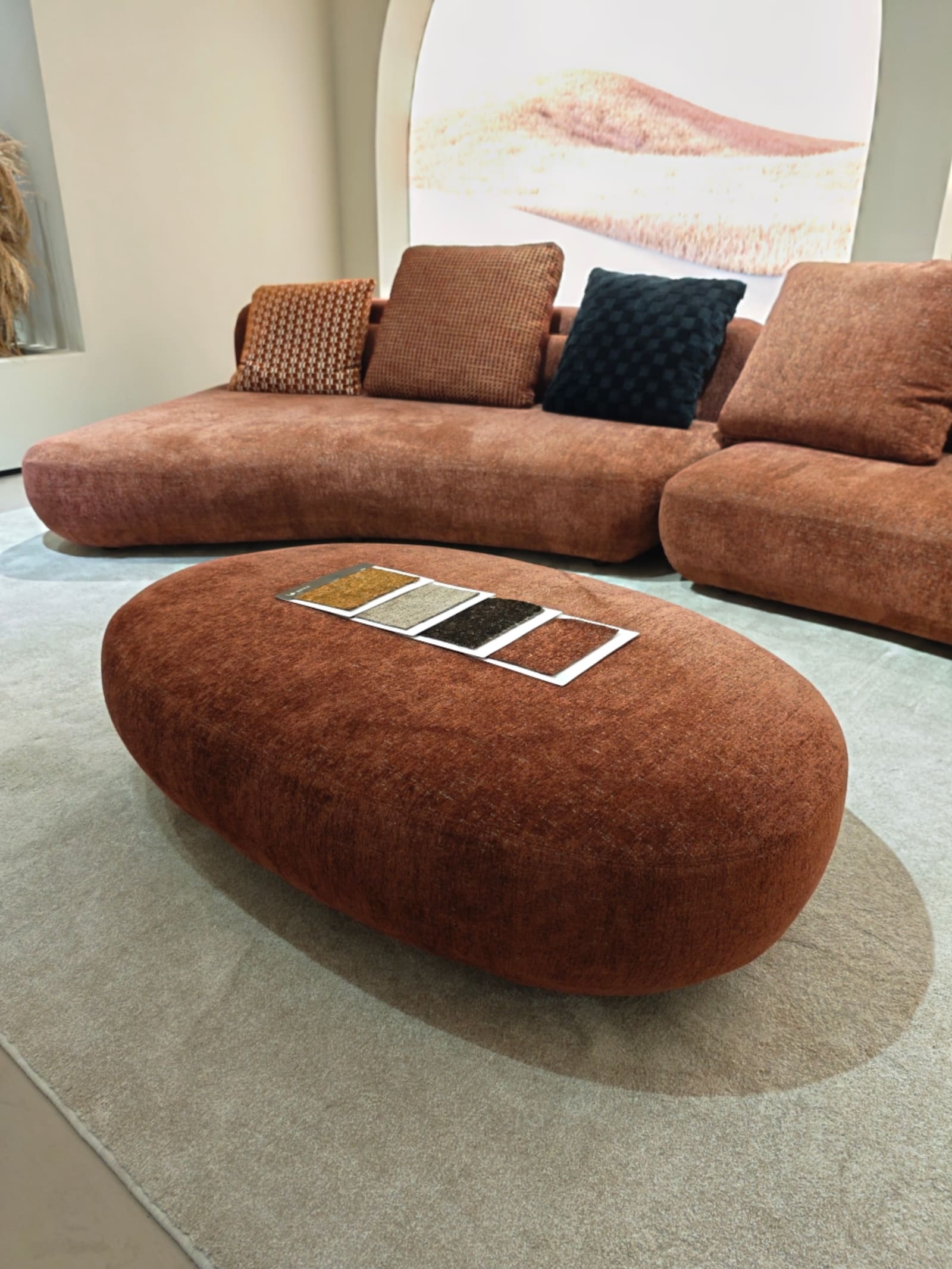 Curved Velvet Sectional Sofa with Ottoman T5022 11